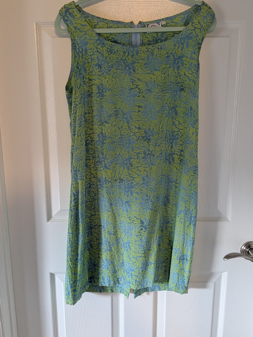 Blue Planet Lime Green Blue Floral Sleeveless Dress Size L